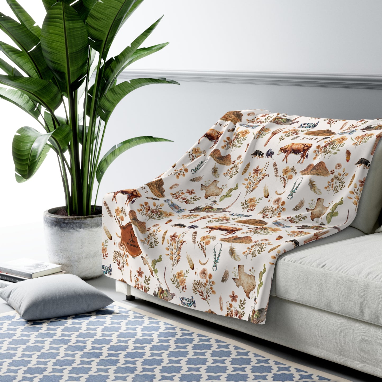 Armadillo Rodeo Sherpa Fleece Blanket