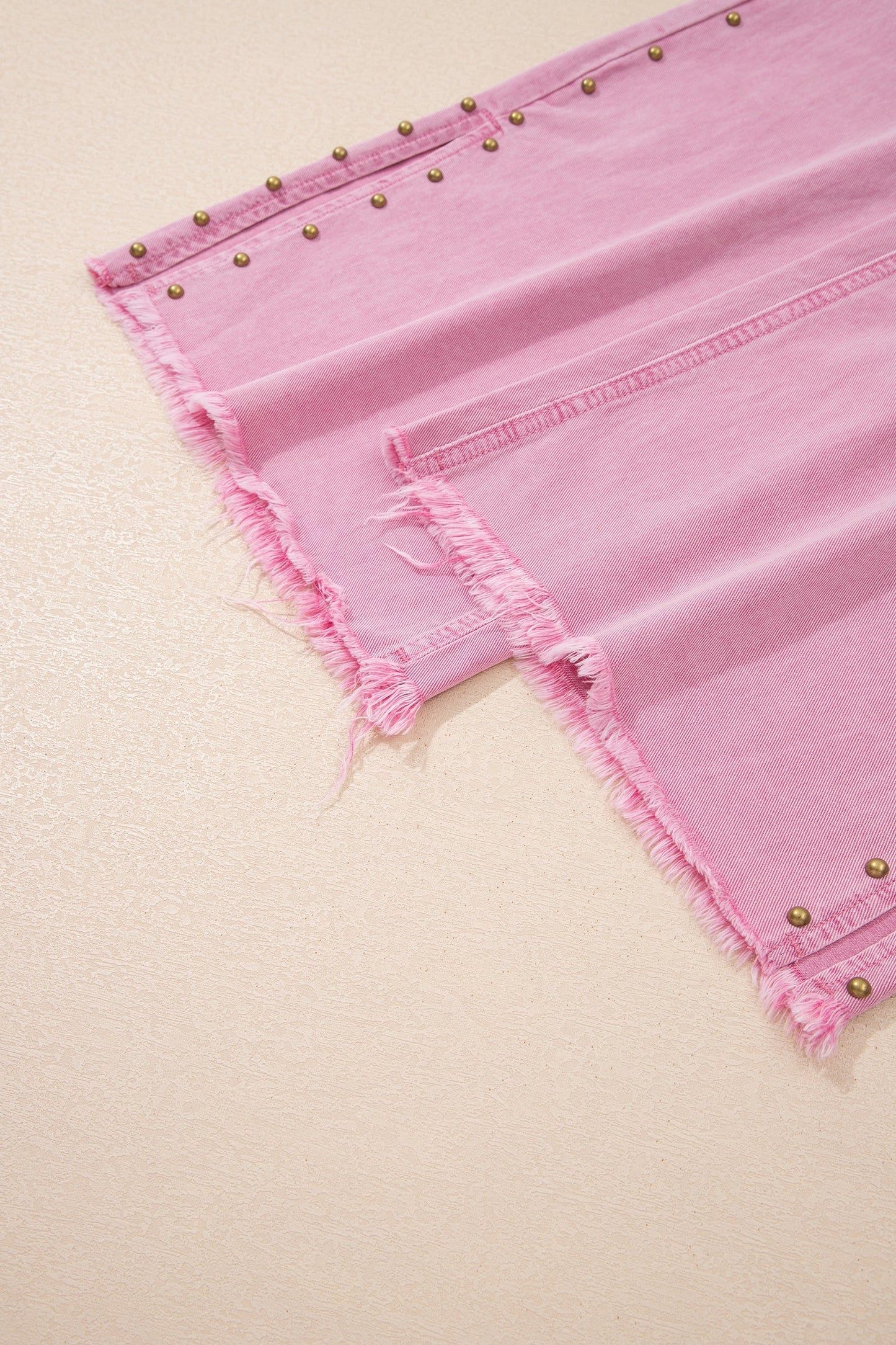 Studded Side Split Hem Wide Leg Jeans