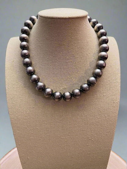 12mm Sterling Pearl Necklace — 16 inch