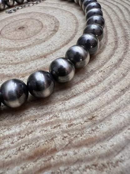 12mm Sterling Pearl Necklace — 16 inch