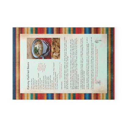 Highland Queen Ranch Ranchy Refried Beans Recipe Rustic Serape Glass Cutting Board