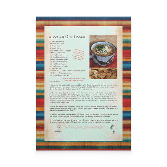 Highland Queen Ranch Ranchy Refried Beans Recipe Rustic Serape Glass Cutting Board