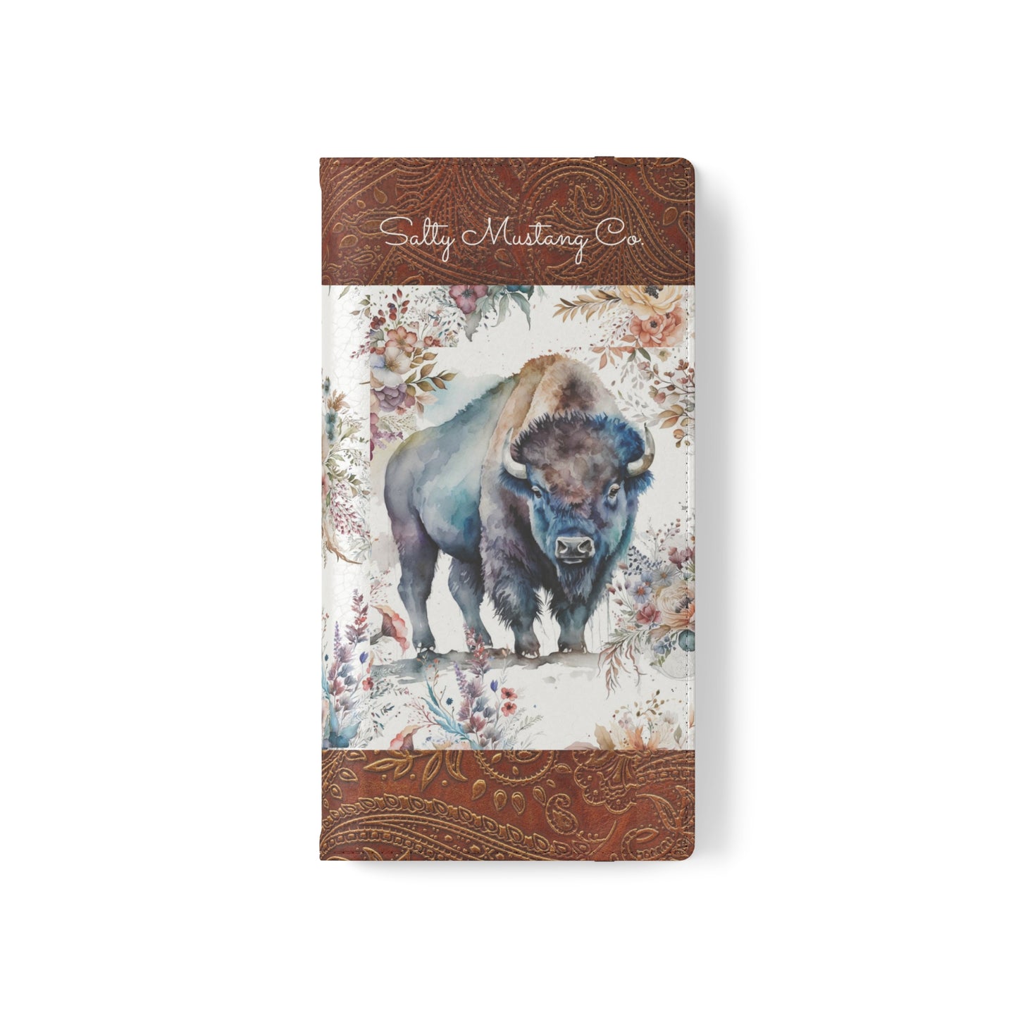 Buffalo Rose Leather Print Samsung Flip Cases