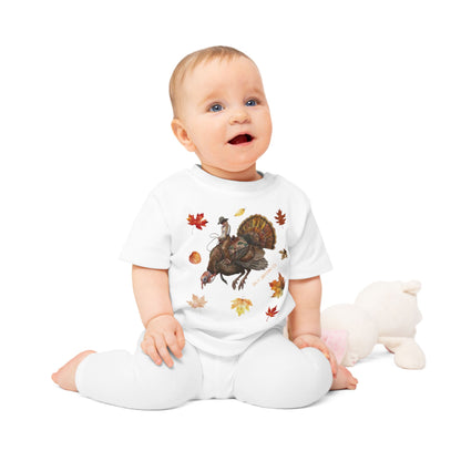 Turkey Puncher Baby T-Shirt (100% Organic Cotton Except Heather Colors)