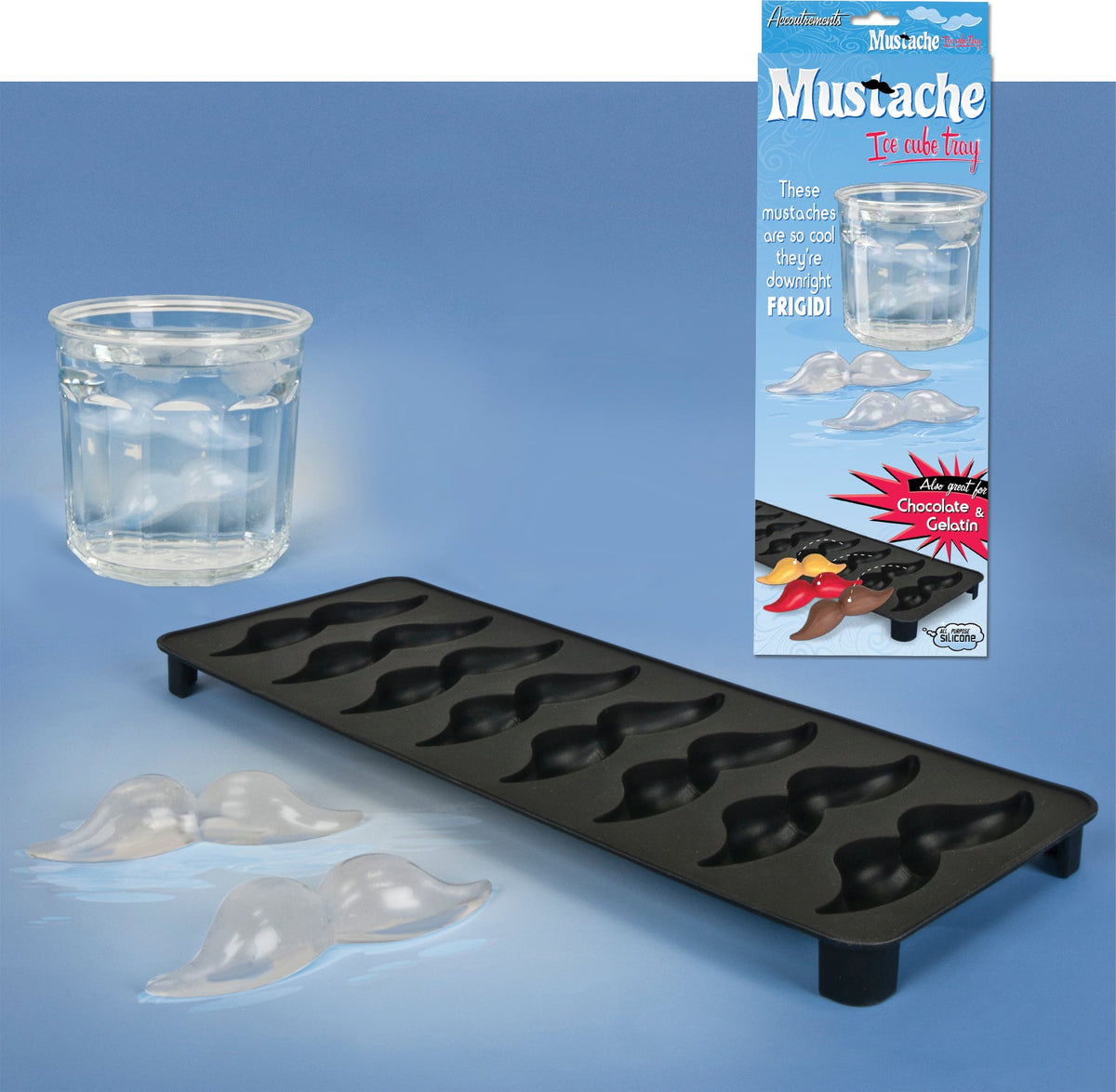 Mustache Ice Cube Tray - chocolate or gelatin mold - Archie McPhee