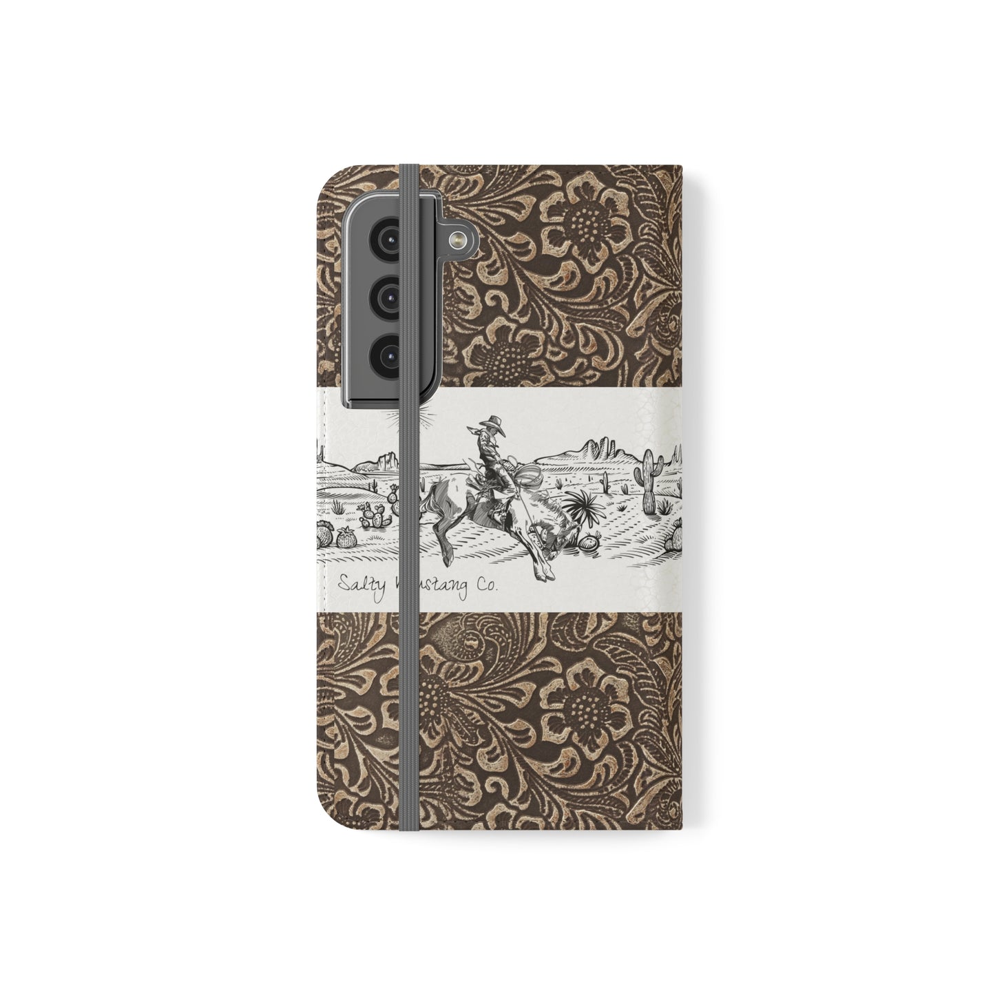 West Texas Bronc Rider, Leather Print Flip Cases - Android