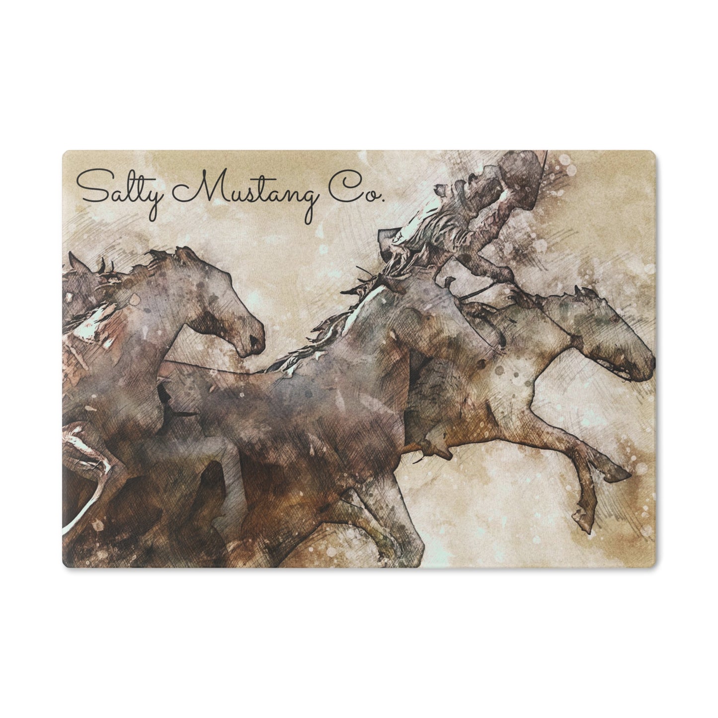 Salty Mustang Co. Horses Glass Cutting Board