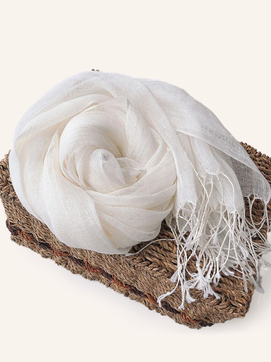 100% Linen Lightweight Solid Color Scarf BIANCA