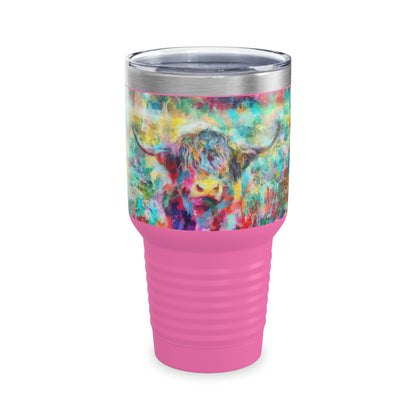 Salty Mustang Co. Highland Cow Multi-Color Ringneck Tumbler, 30oz