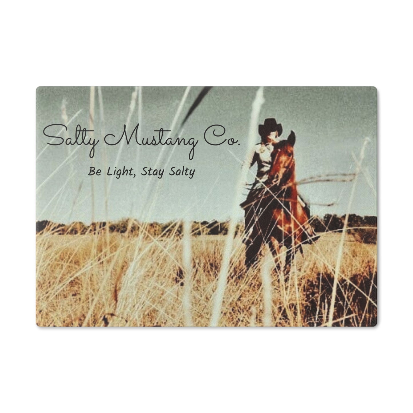 Cowgirl Salty Mustang Co. Glass Cutting Board