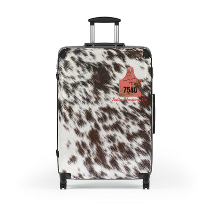 Ear Tag #3468 Waspy Heifer, Brindle Cow Print Suitcase