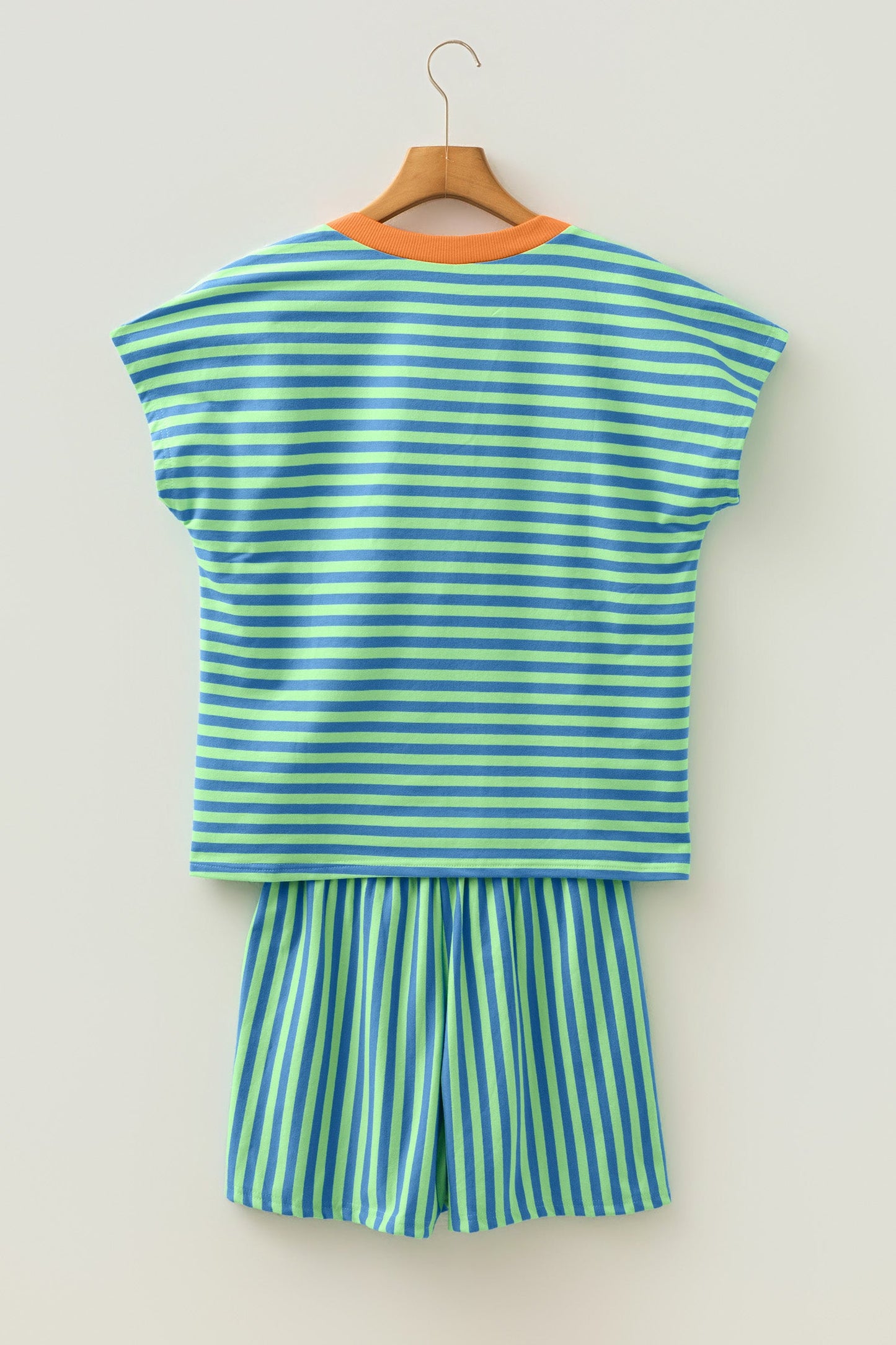 Stripe Colorblock V-Neck Tee & Drawstring Short Set