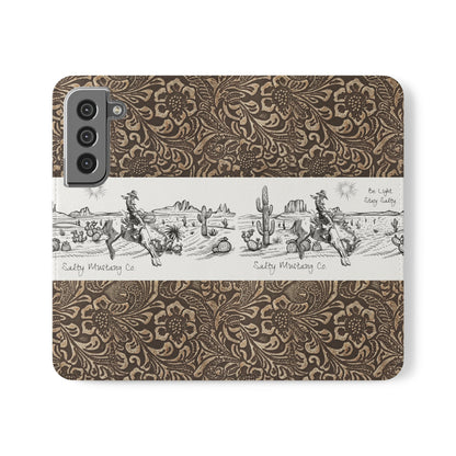 West Texas Bronc Rider, Leather Print Flip Cases - Android