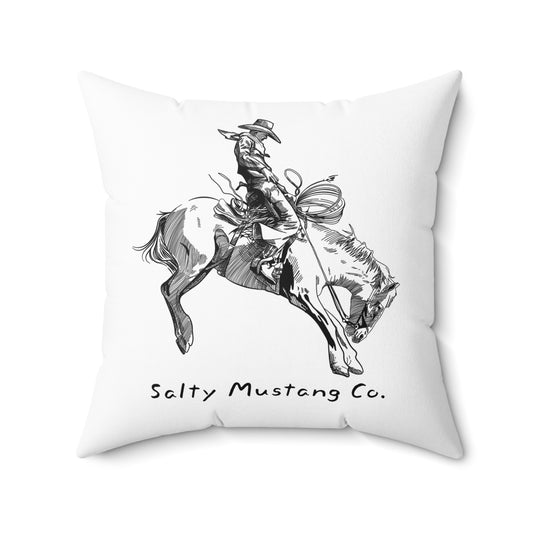 Bucking Horse Faux Suede Square Pillow