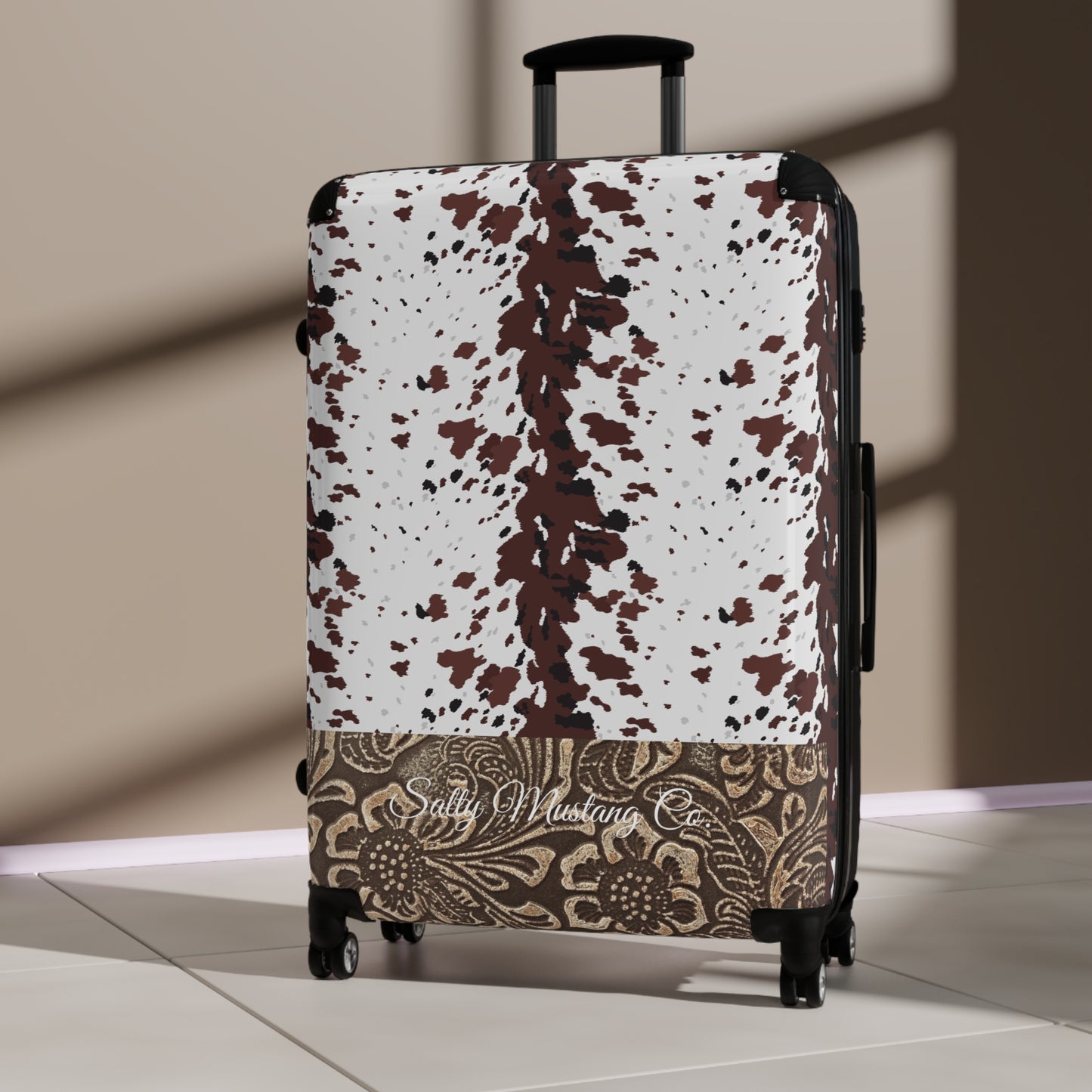 Cow Hide Leather Print Suitcase