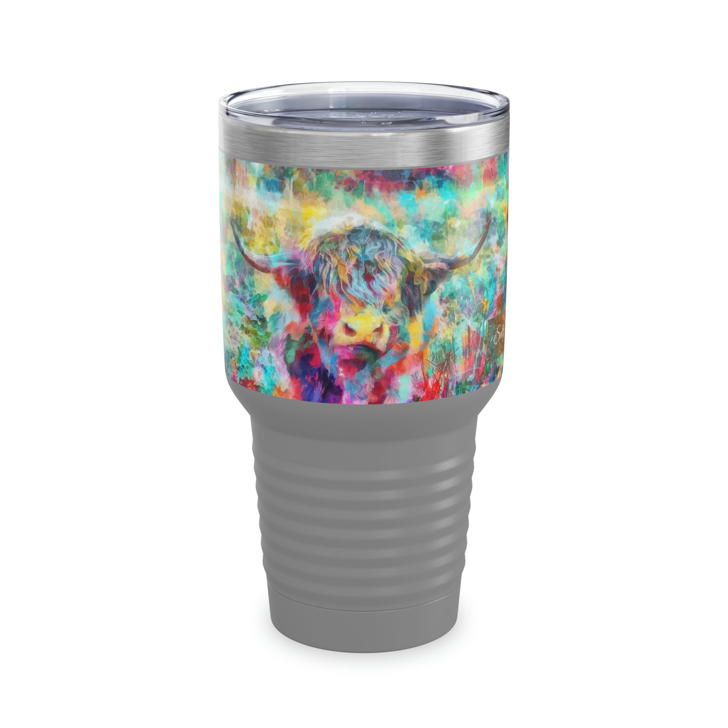 Salty Mustang Co. Highland Cow Multi-Color Ringneck Tumbler, 30oz