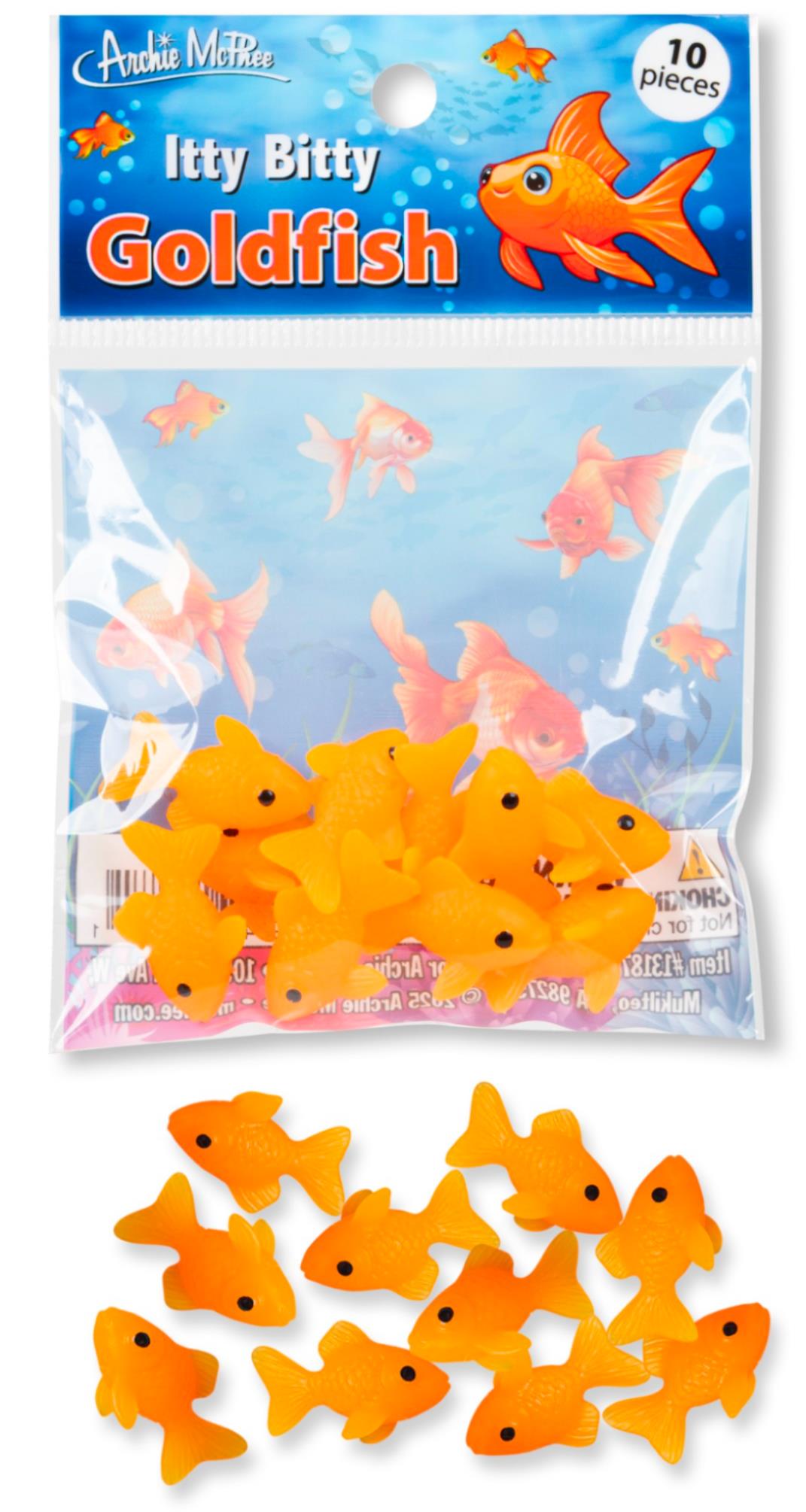 🐟 Itty Bitty GOLDFISH (Bag of 10) Figurines | Mini Vinyl Fish - Archie McPhee