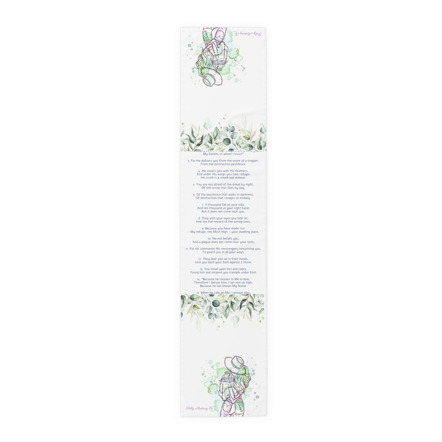 Psalm 91 Cowgirl Table Runner (Cotton, Poly)