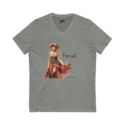 Feral Cowgirl Short Sleeve V-Neck Tee