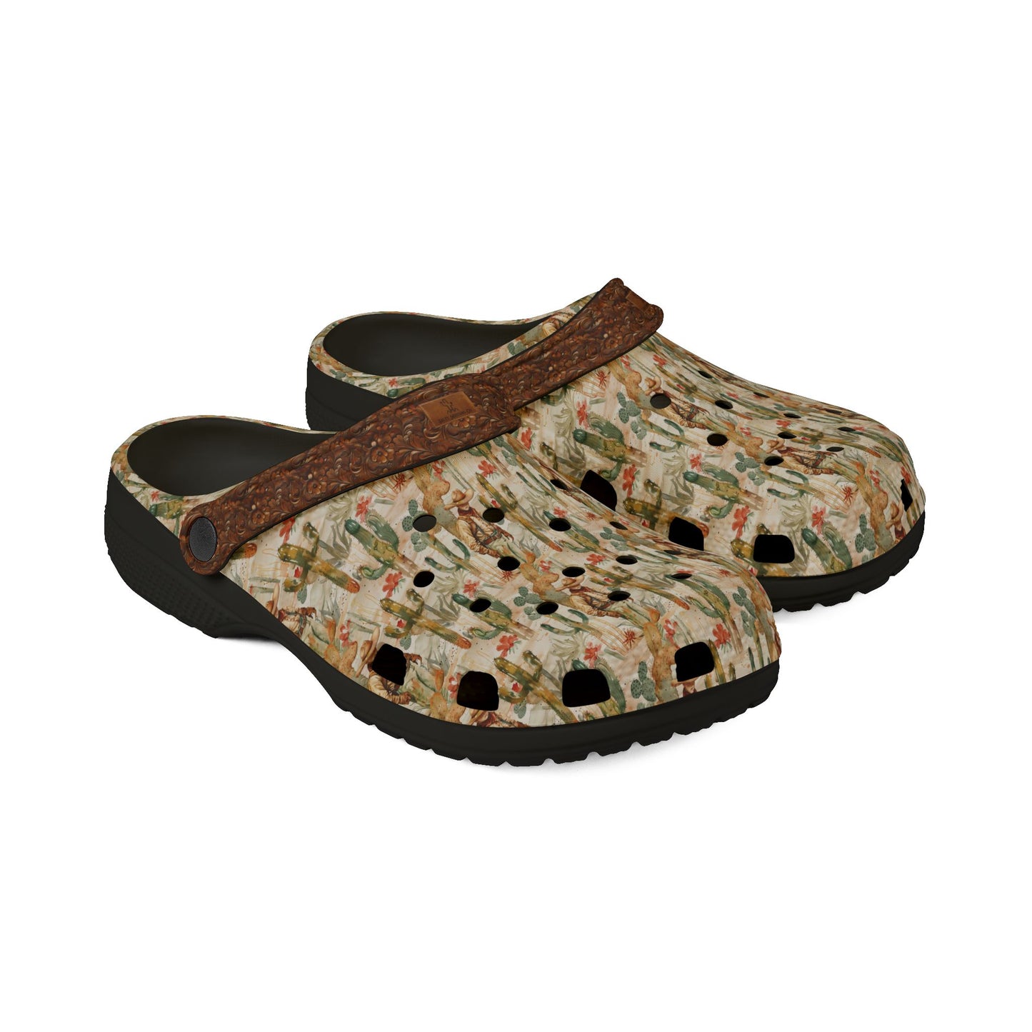 Brewster County Cowboy Leather Print Salty Clogs