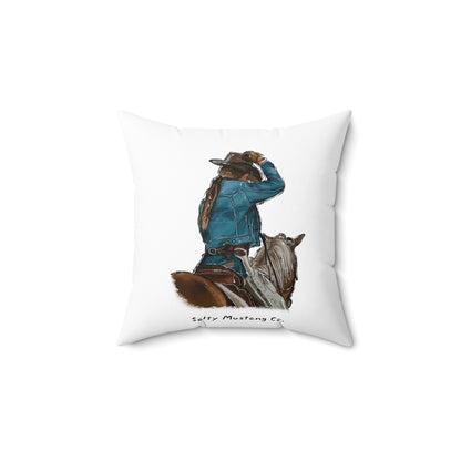 Fix Your Lid, Cowgirl Faux Suede Square Pillow