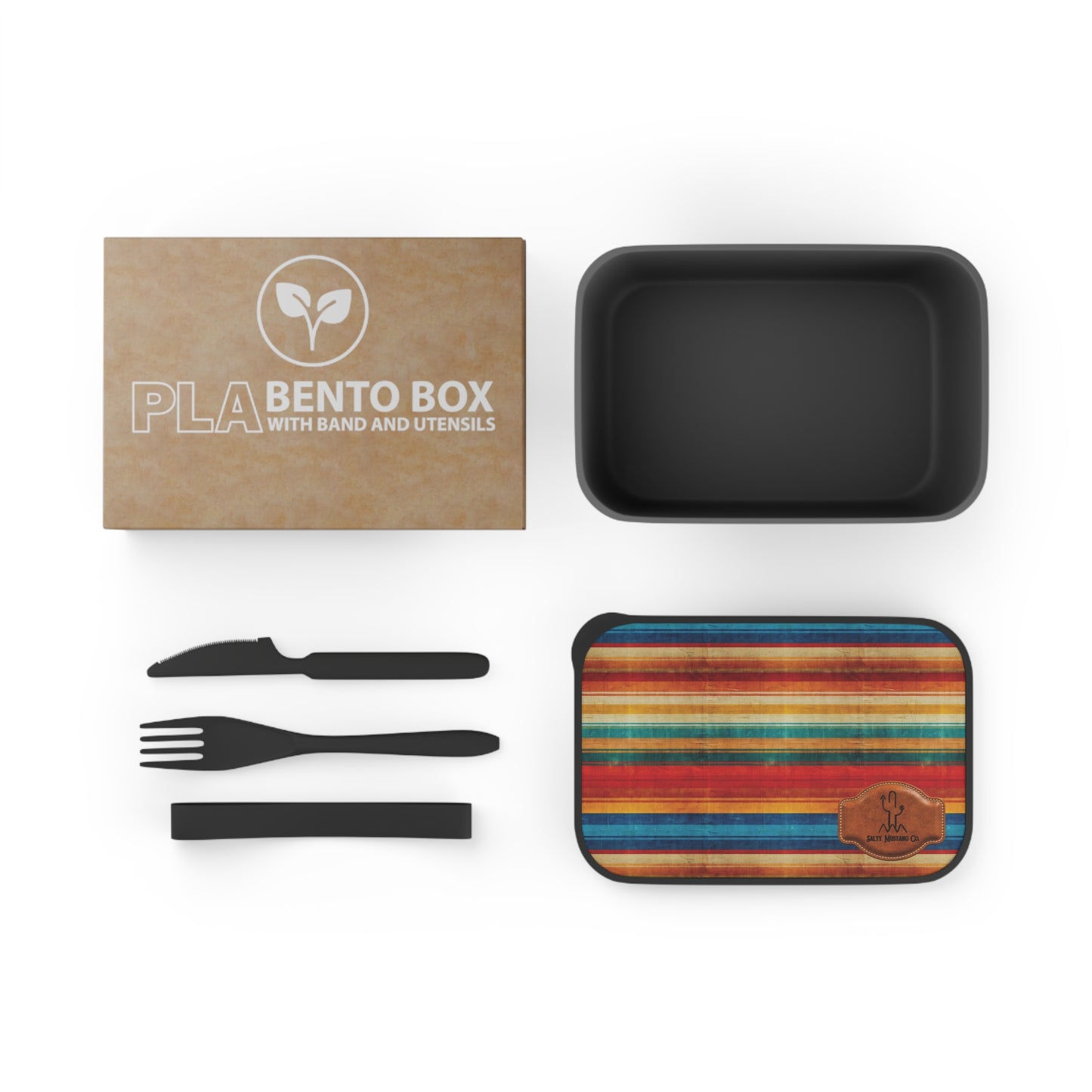 Serape PLA Bento Box with Band and Utensils