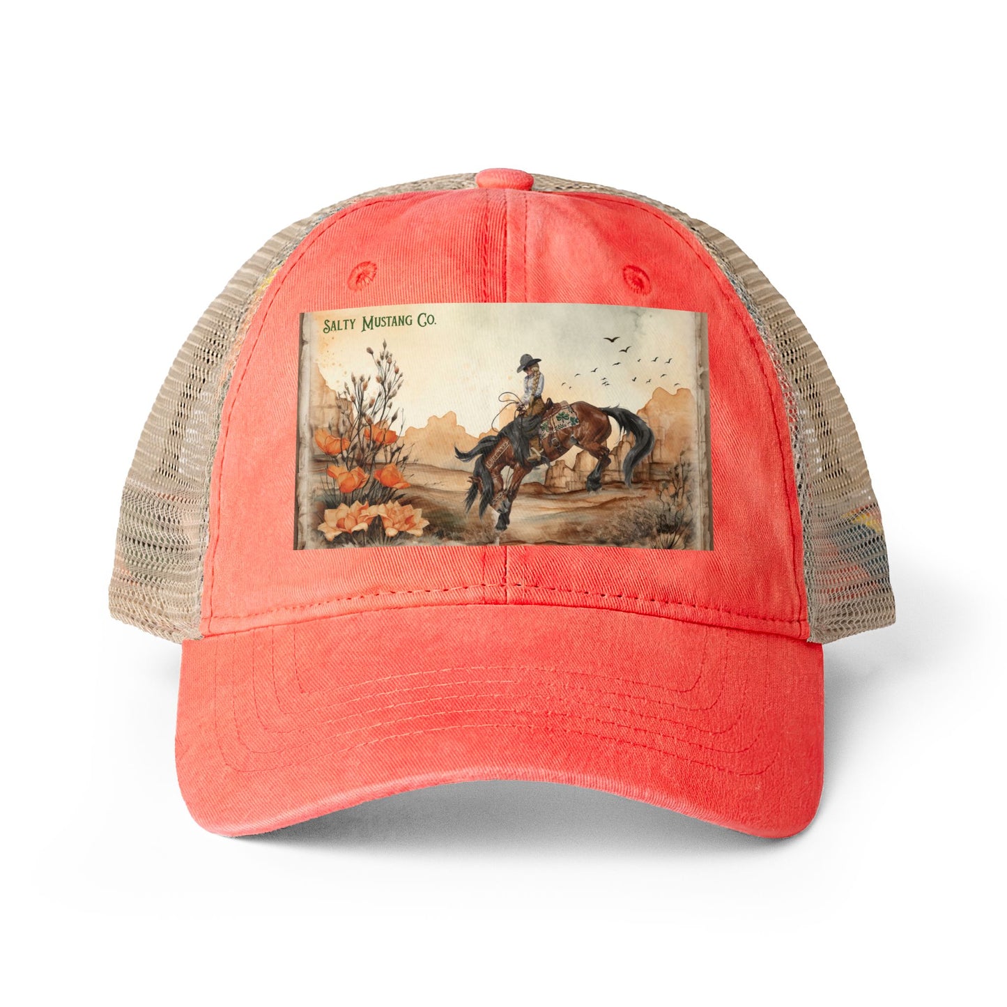Canyon Flower Women's Washed Mesh-Back Cap With Concealed Ponytail Opening