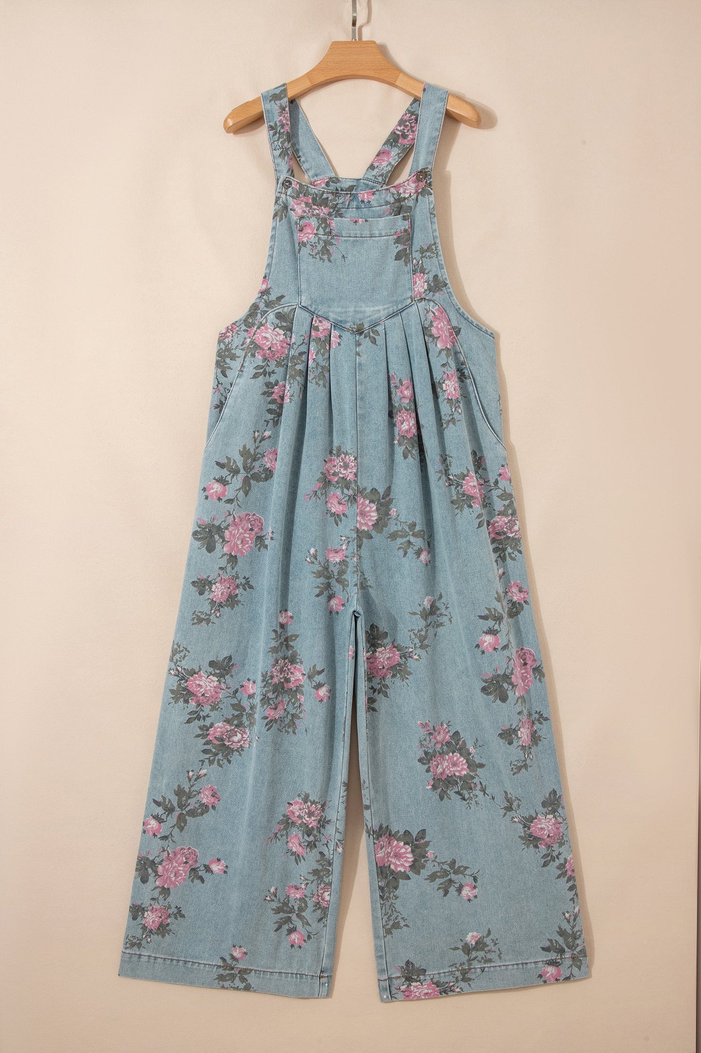 Floral Pleated High Waist Wide Leg Jumpsuit