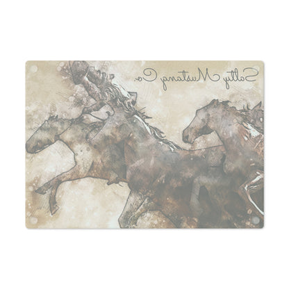 Salty Mustang Co. Horses Glass Cutting Board