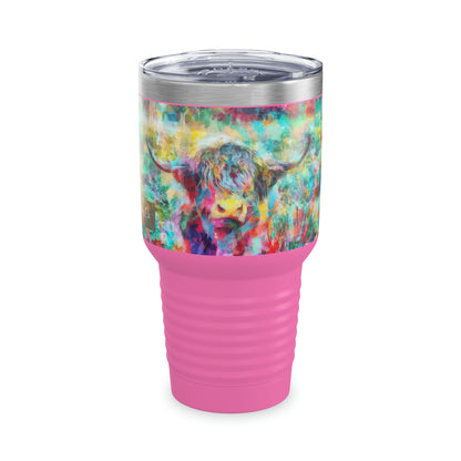 Salty Mustang Co. Highland Cow Multi-Color Ringneck Tumbler, 30oz