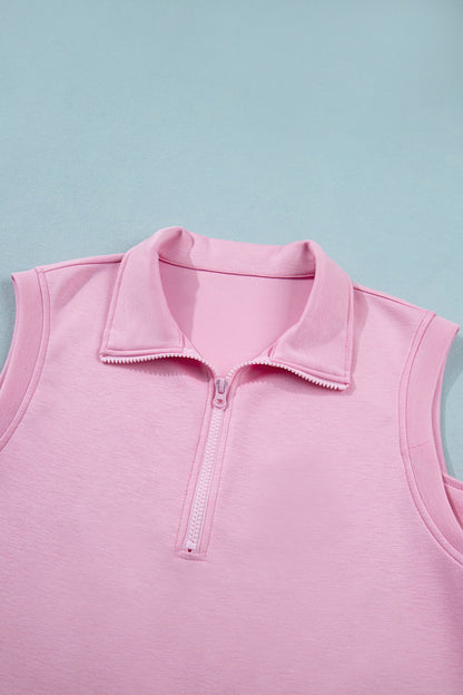 Solid Sleeveless Zipped Tank & Skort Set