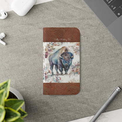 Buffalo Rose Leather Print iPhone Flip Cases