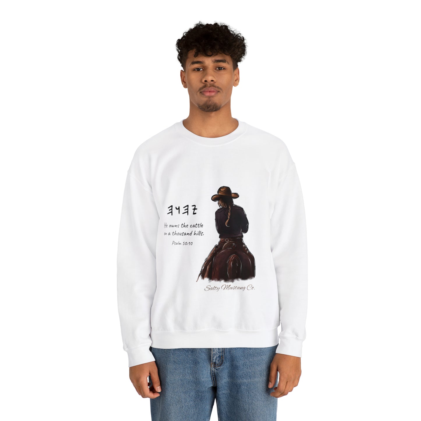 He Owns The Cattle On A Thousand Hills Cowgirl Unisex Heavy Blend™ Crewneck Sweatshirt