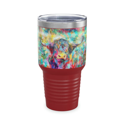 Salty Mustang Co. Highland Cow Multi-Color Ringneck Tumbler, 30oz