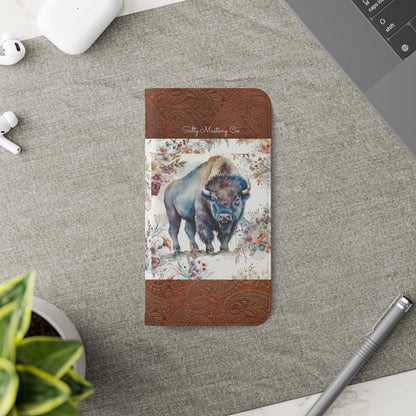 Buffalo Rose Leather Print iPhone Flip Cases