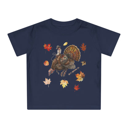 Turkey Puncher Baby T-Shirt (100% Organic Cotton Except Heather Colors)