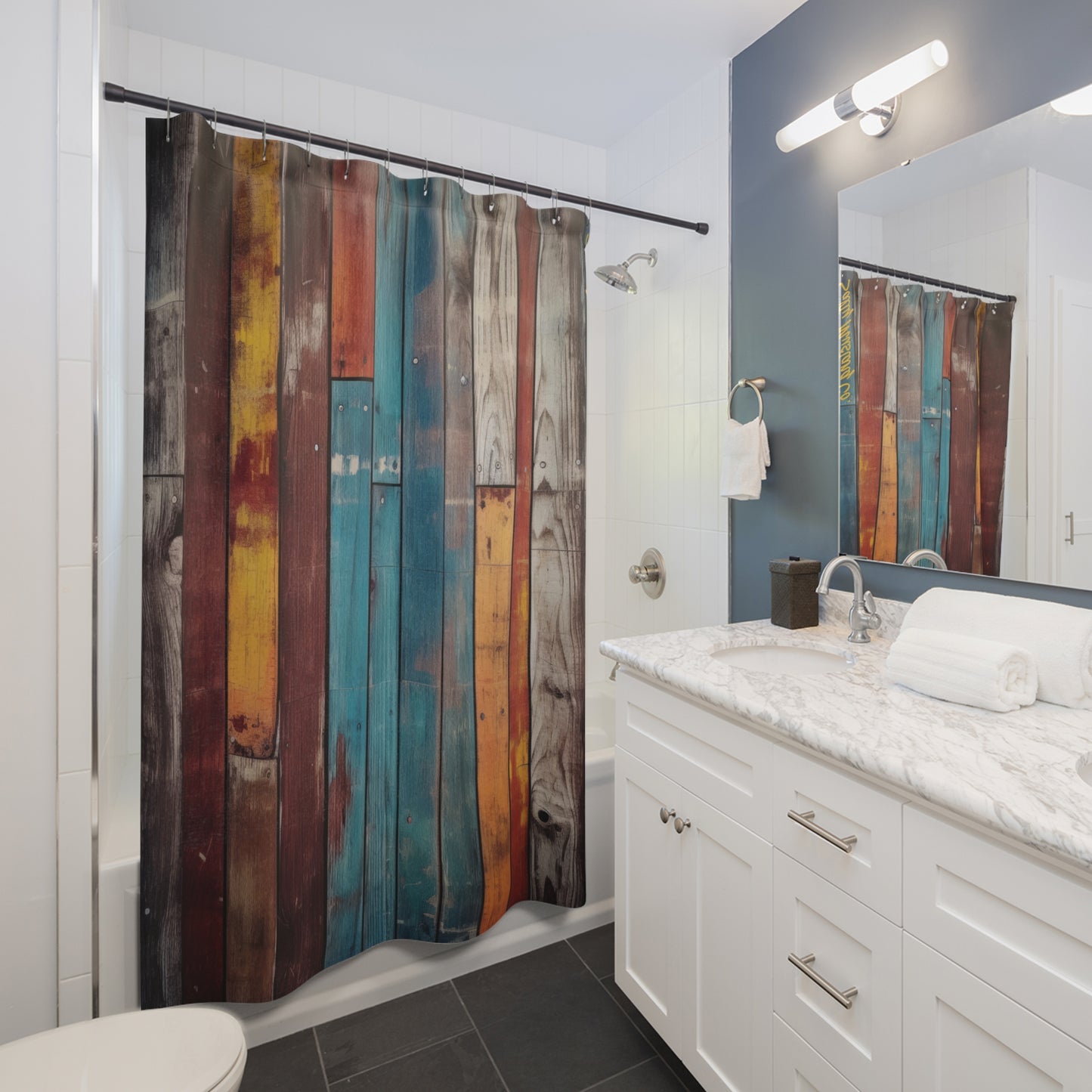 Rustic Colored Wood Shower Curtain