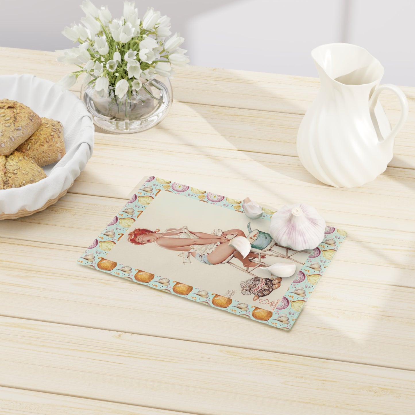 I'm Not Crying, You're Crying "Hilda" Cutting Onions Glass Cutting Board