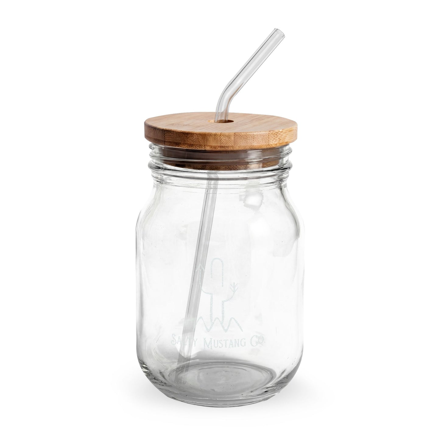 Salty Mustang Co. Sipper Glass with Straw, 16oz (Engraving)