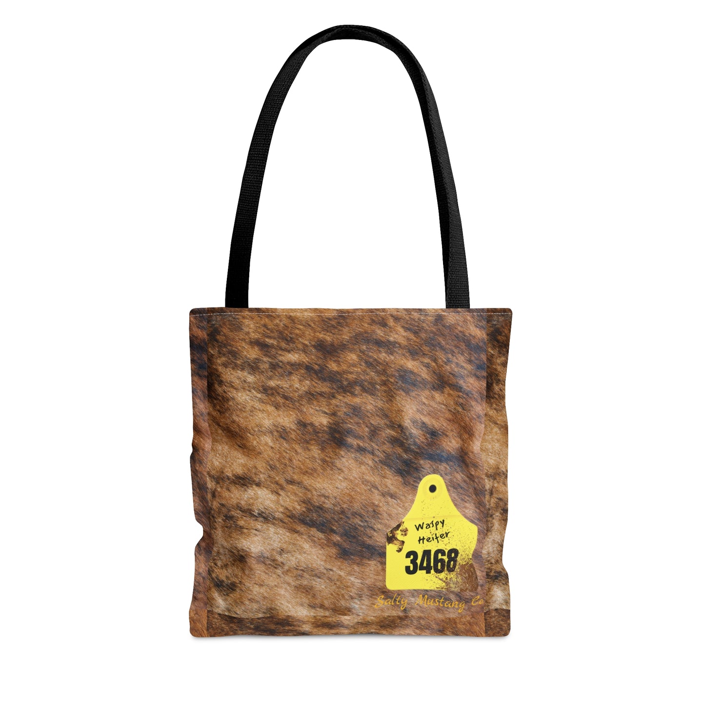 Ear Tag #3468 Waspy Heifer, Brindle Cow Print Tote Bag (AOP)