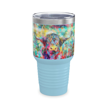 Salty Mustang Co. Highland Cow Multi-Color Ringneck Tumbler, 30oz