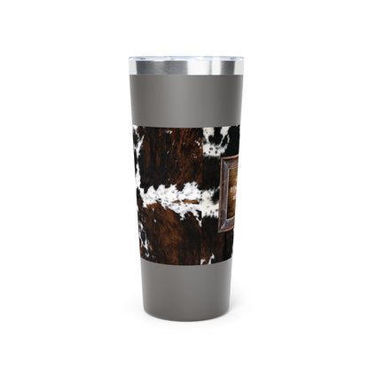 Punchy Queen "Go Bra-less. It'll Pull The Wrinkles Outta Your Face.", Cowhide Print Copper Vacuum Insulated Tumbler, 22oz