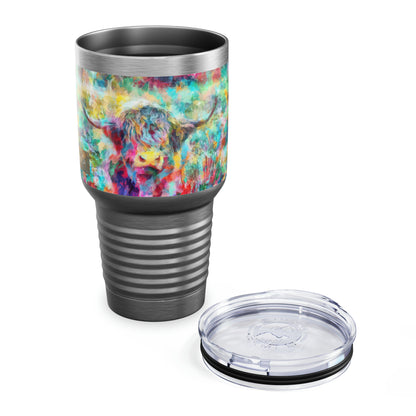 Salty Mustang Co. Highland Cow Multi-Color Ringneck Tumbler, 30oz