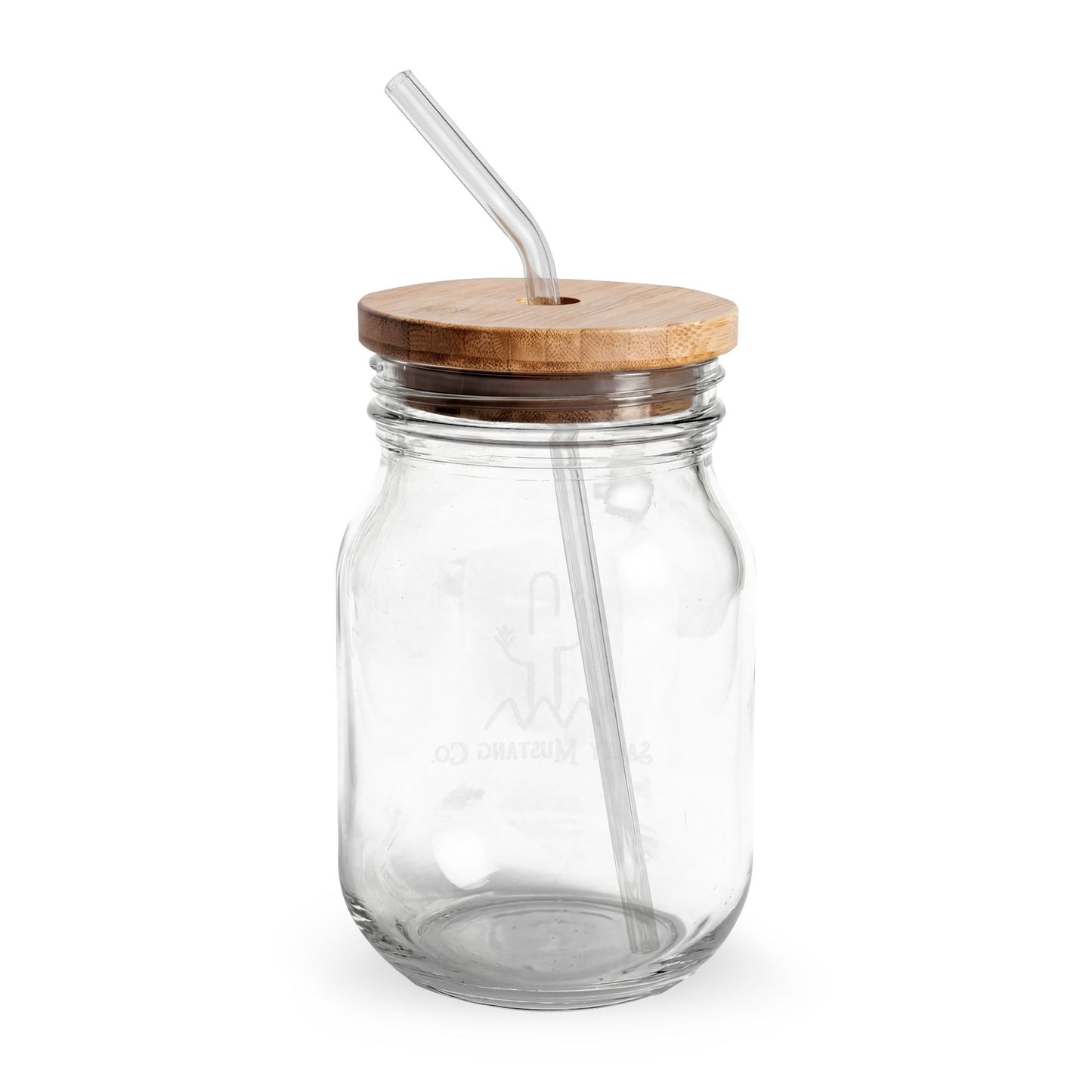 Salty Mustang Co. Sipper Glass with Straw, 16oz (Engraving)
