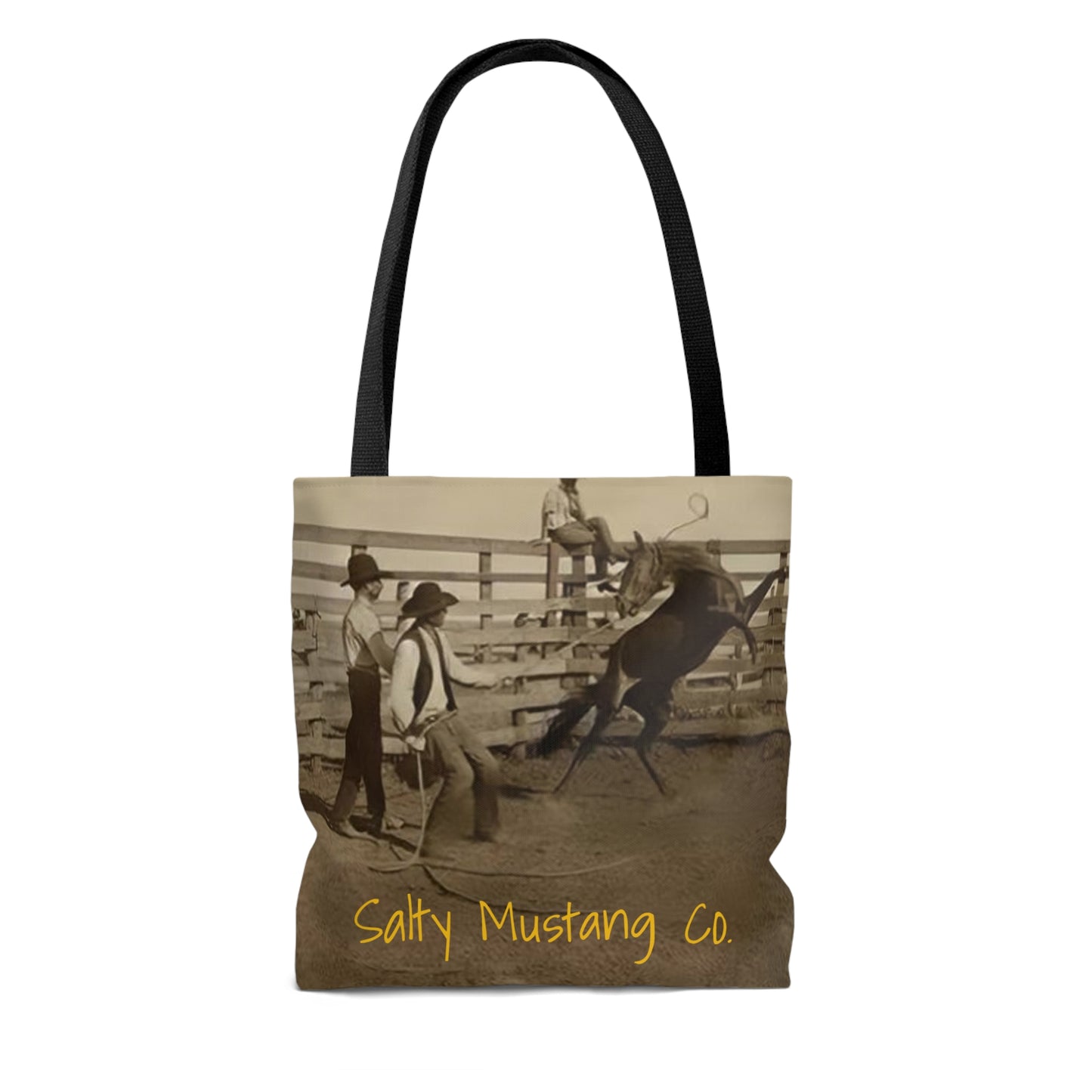 Two-Sided Bucking Horse AOP Tote Bag With Southwestern Pattern