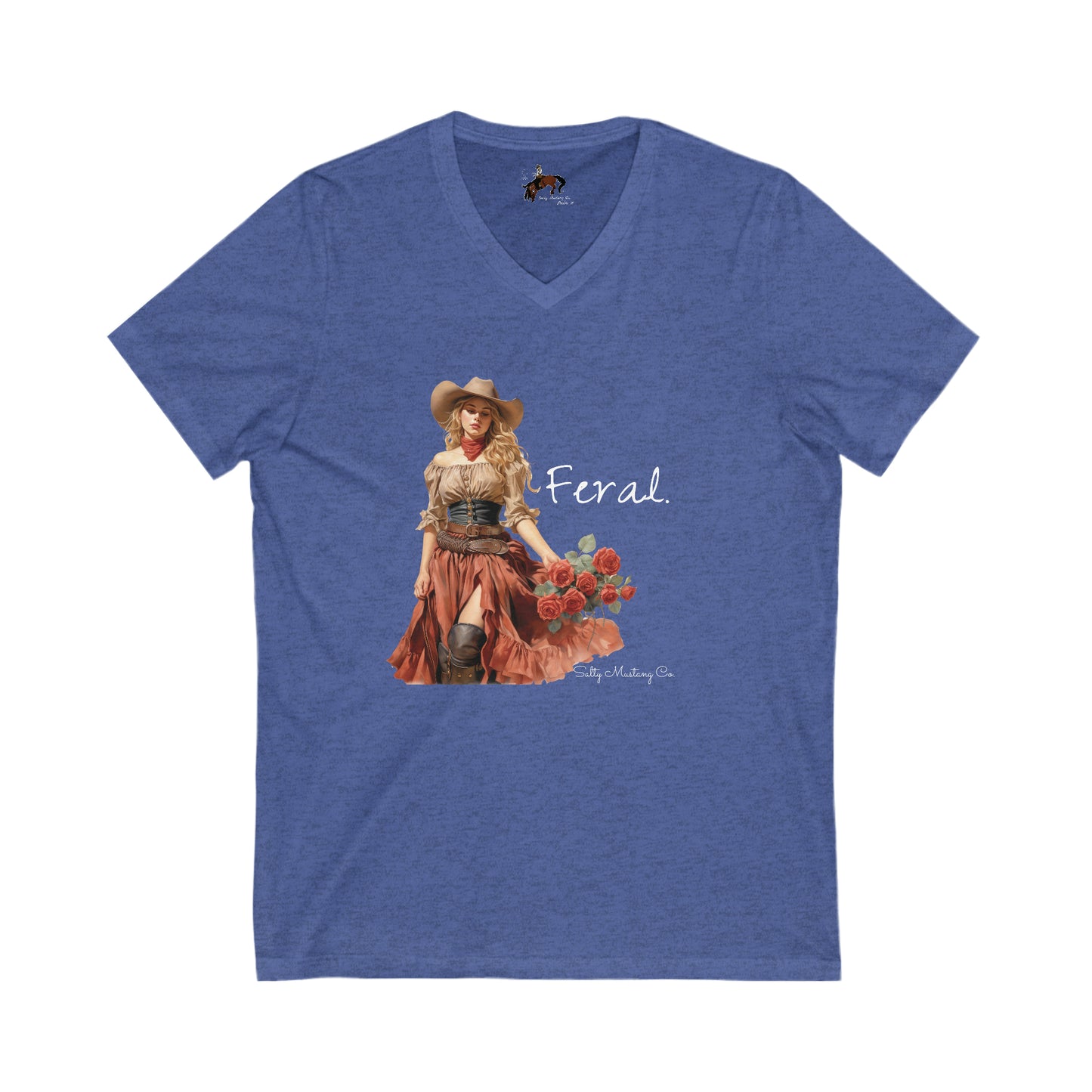 Feral Cowgirl Short Sleeve V-Neck Tee