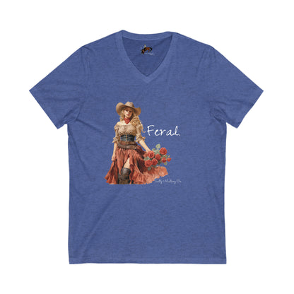 Feral Cowgirl Short Sleeve V-Neck Tee