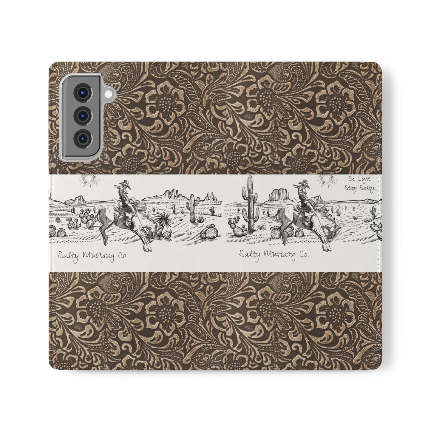 West Texas Bronc Rider, Leather Print Flip Cases - Android