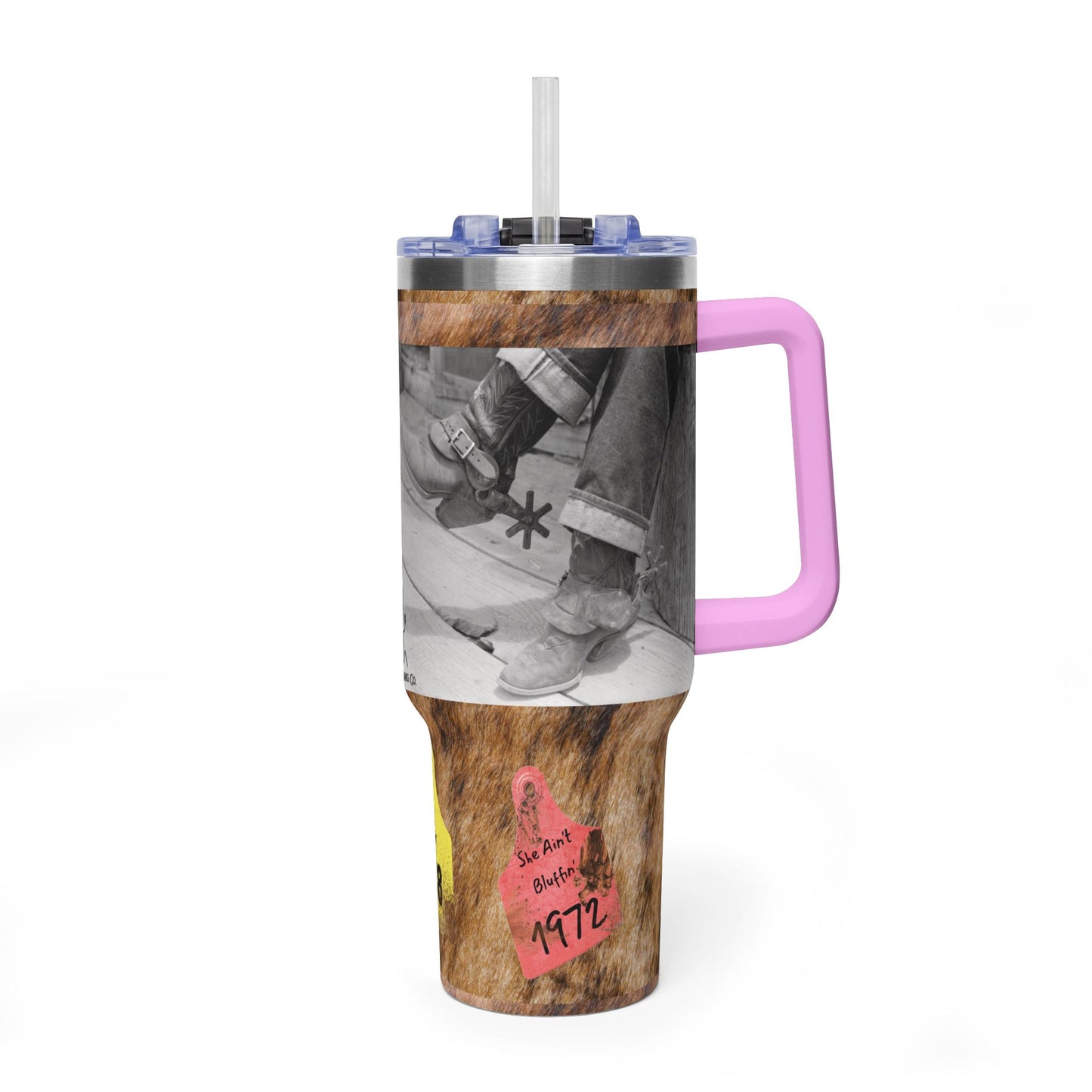 Vintage Soda Break Spurs & Ear Tags Vacuum Thermal Tumbler, 40oz