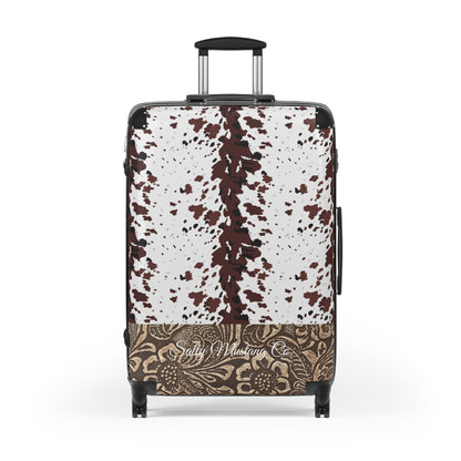 Cow Hide Leather Print Suitcase